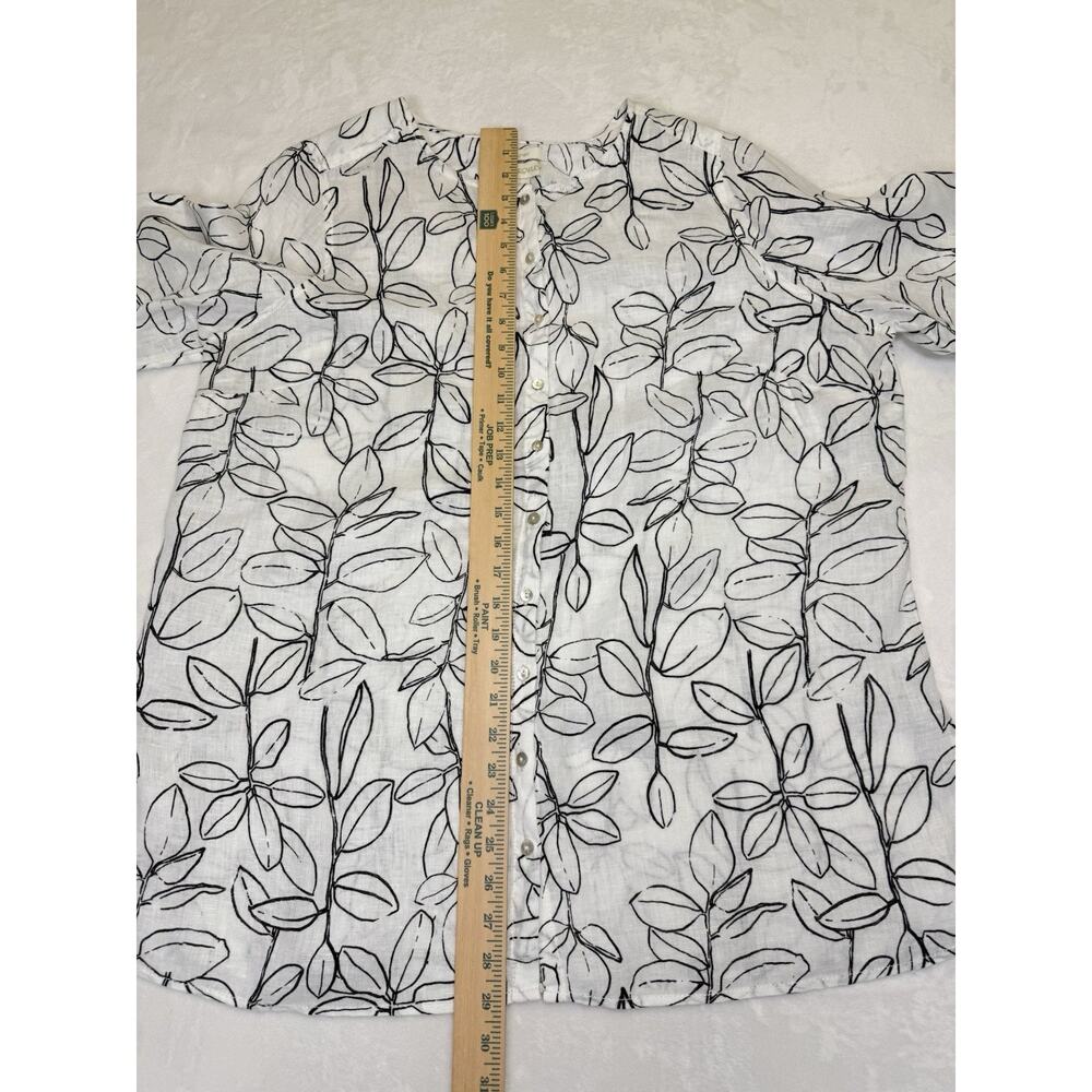 Cynthia Rowley 100% Linen Tunic Women’s Sz 1X Button Down Shirt Leaf Print - Picture 7 of 10